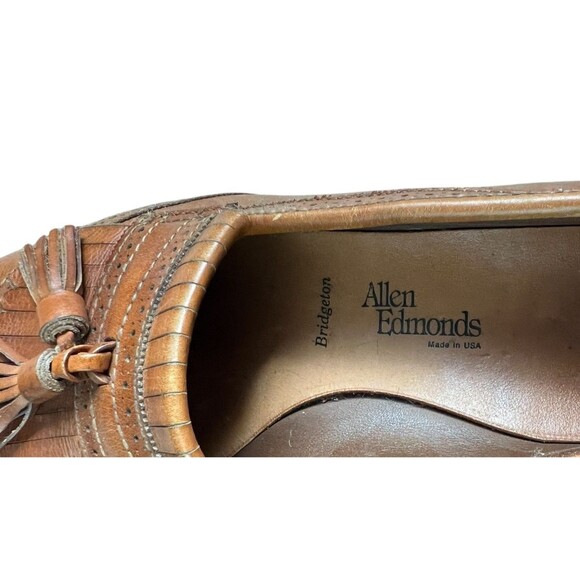 Allen Edmonds Bridgeton Brown Leather Slip-on Kiltie Tassel Loafer Shoes 10B - Picture 11 of 16
